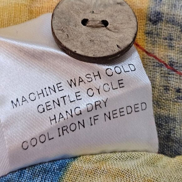 TERRA SJ Apparel Patchwork Multicolor Button Shirt Ruffle Collar Tunic Large - Picture 10 of 13